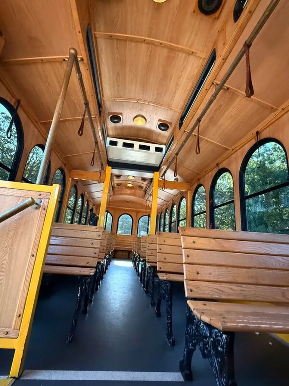 34 Passenger Wedding Trolley interior, photo 12 for novelty car rental in North Attleboro, MA