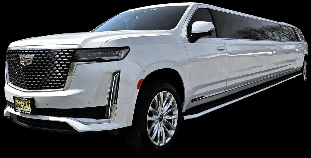 White Cadillac Escalade Super Stretch Limousine for quinceanera transportation in Johnson City, NY