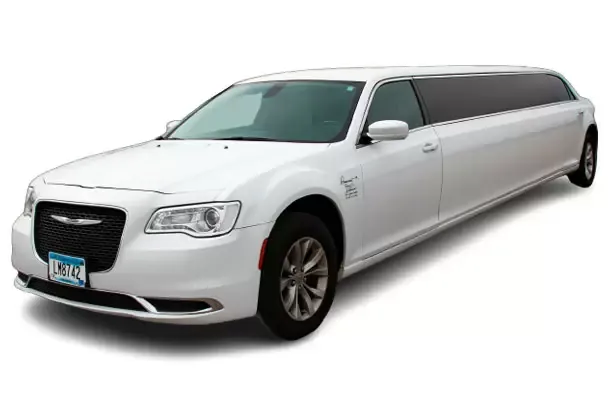 White Chrysler 300 Stretch Limousine for prom car rental in Wannaska, MN