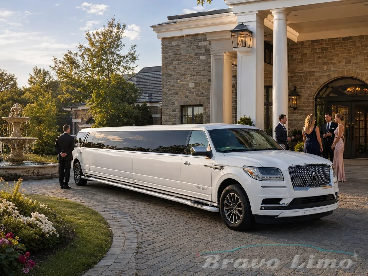 White Lincoln Navigator Limousine — 10 comfort / 12 maximum for limo rental in Waterville, PA