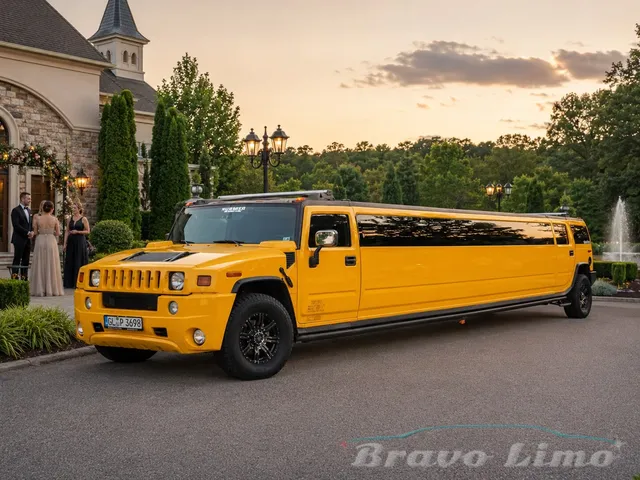 Yellow Hummer H2 Limousine — 18–20 comfort / 22 maximum for hummer limo rental in Flourtown, PA
