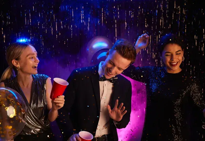 Friends celebrating prom night