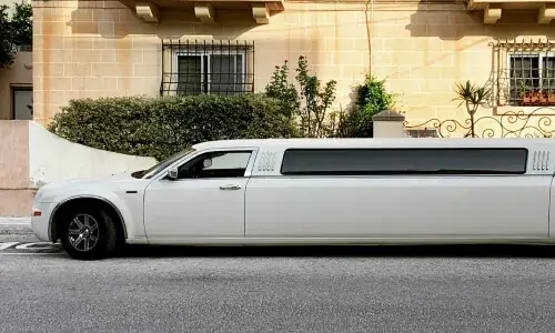 White Chrysler 300 stretch limousine
